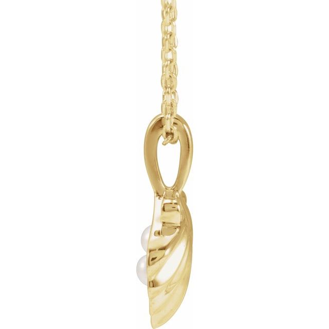 14K Yellow 2-Stone Cultured White Seed Pearl Family Shell 16-18' Necklace