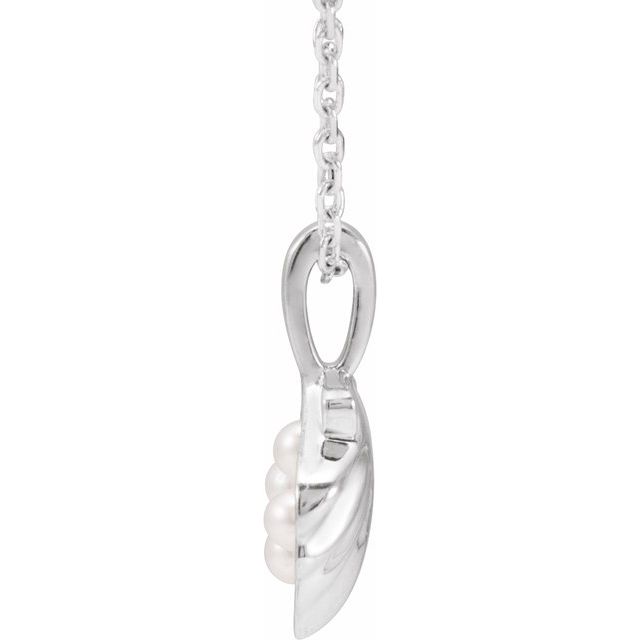 Sterling Silver 4-Stone Cultured White Seed Pearl Family Shell 16-18' Necklace