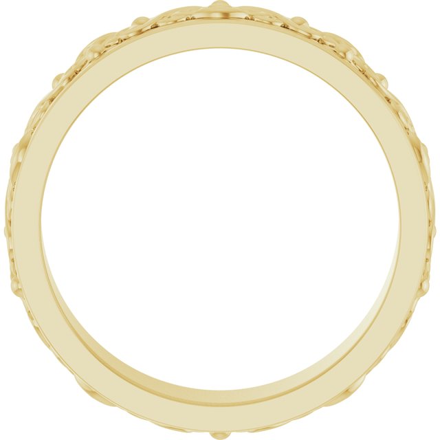 14K Yellow 6.2 mm Scroll Patterned Band Size 10
