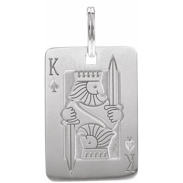 14K White Playing Card Pendant