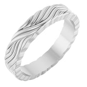 18K White 4.2 mm Patterned Band Size 7
