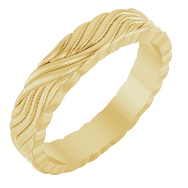14K Yellow 4.2 mm Patterned Band Size 7