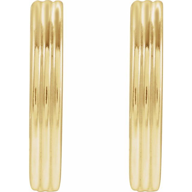 14K Yellow Hinged 15 mm Huggie Hoop Earrings