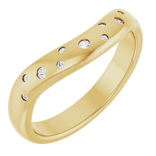 14K Yellow 1/8 CTW Natural Diamond Contour Band