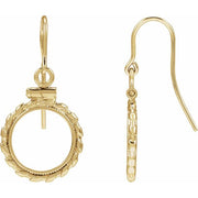14K Yellow Coin Frame Earrings for 13x1 mm Coin