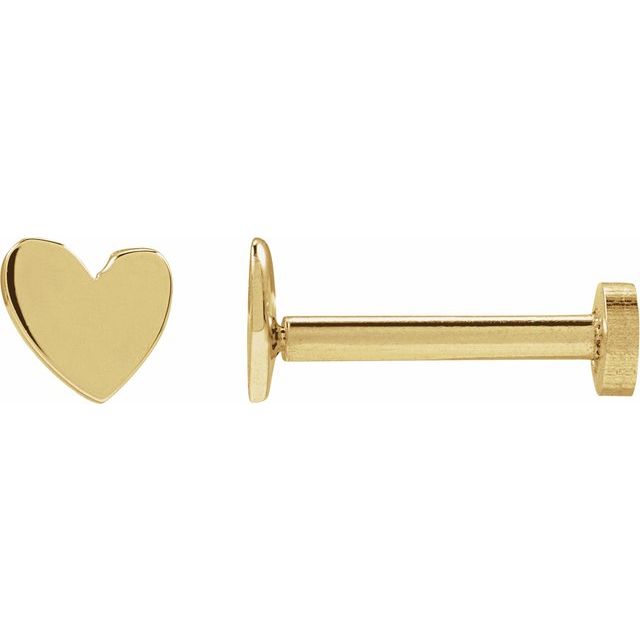 14K Yellow 4 mm Asymmetrical Pair Heart Earring