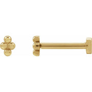 14K Yellow 4 Bead Stud Earrings