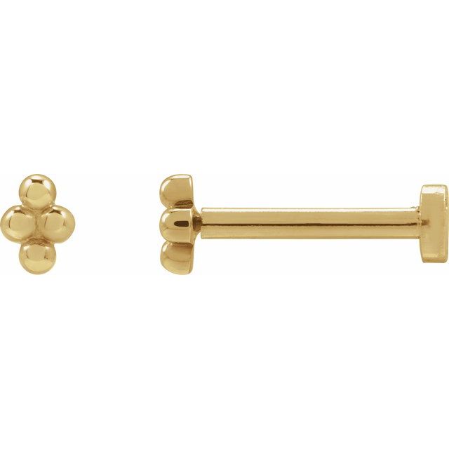 14K Yellow 4 Bead Stud Earrings