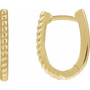 14K Yellow Oval Rope 17.5 mm Hoop Earrings