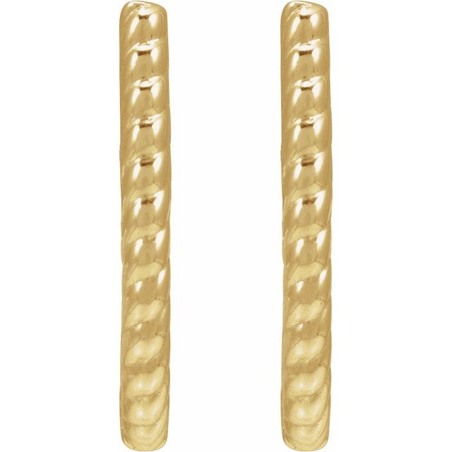 14K Yellow Oval Rope 12.8 mm Hoop Earrings