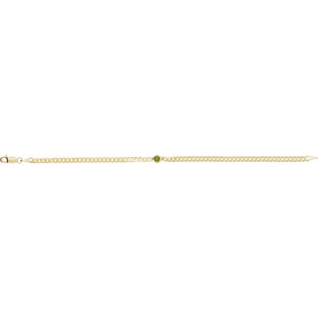 14K Yellow Natural Peridot Link 7' Bracelet