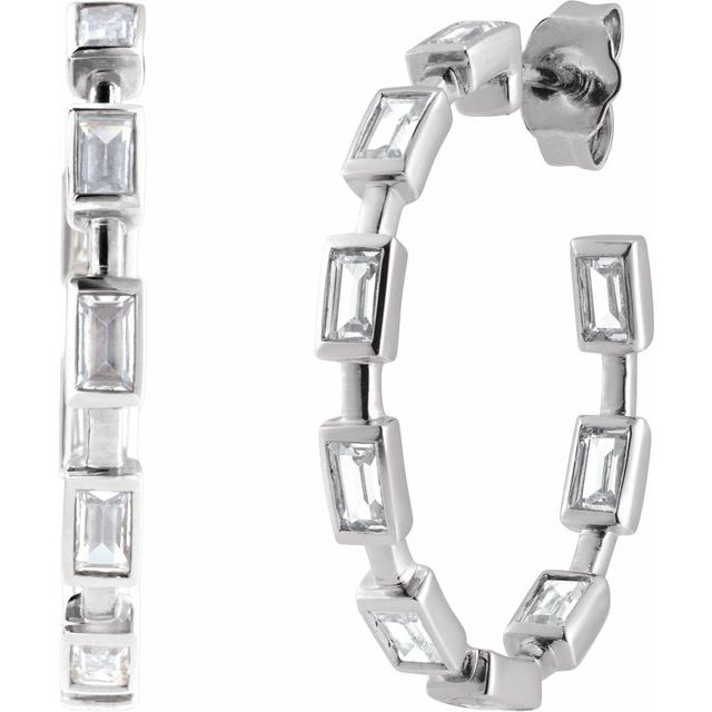 14K White 1 1/4 CTW Lab-Grown Diamond 24.5 mm Hoop Earrings