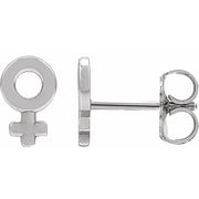 14K White Venus Symbol Stud Earrings
