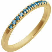 14K Yellow Natural London Blue Topaz Stackable Ring
