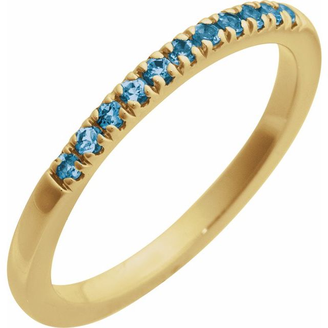14K Yellow Natural London Blue Topaz Stackable Ring