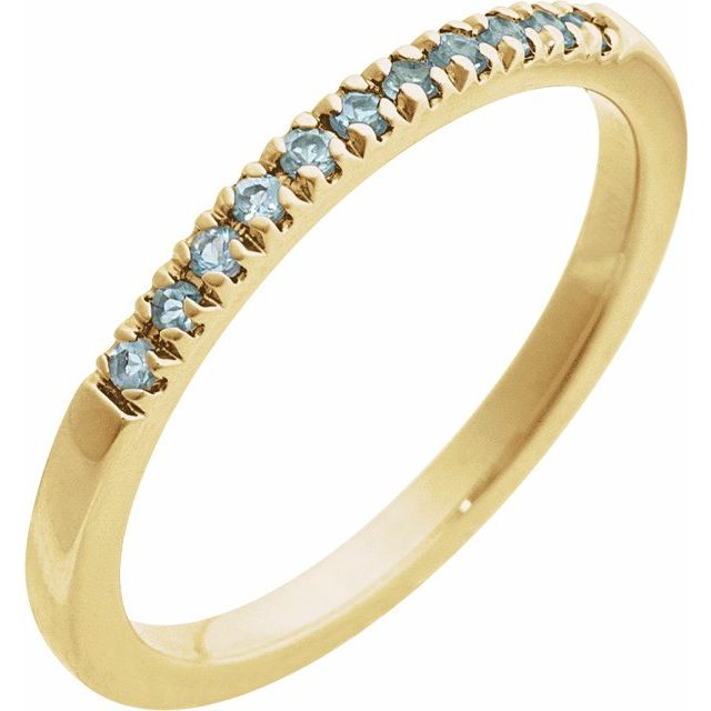 14K Yellow Natural Aquamarine Stackable Ring