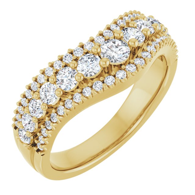 14K Yellow 1 CTW Lab-Grown Diamond Accented Contour Band