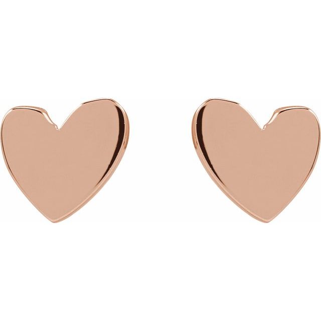 14K Rose 6 mm Asymmetrical Heart Earrings