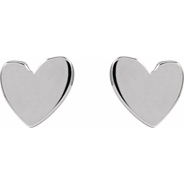 Sterling Silver 4 mm Asymmetrical Heart Earrings