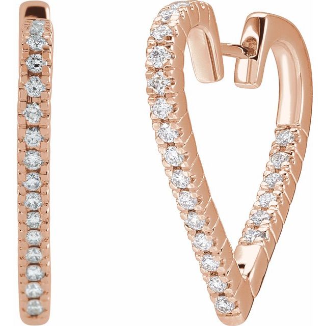 14K Rose 5/8 CTW Natural Diamond Heart Earrings