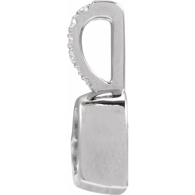 14K White .03 Natural Diamond Engravable Heart Pendant