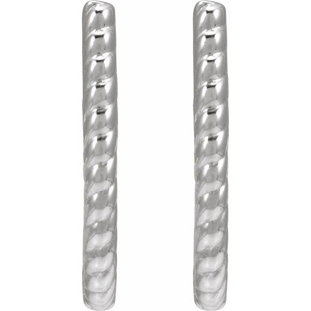 Sterling Silver Oval Rope 15 mm Hoop Earrings