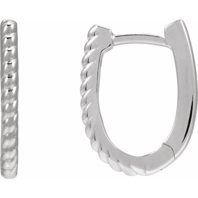 Sterling Silver Oval Rope 12.8 mm Hoop Earrings
