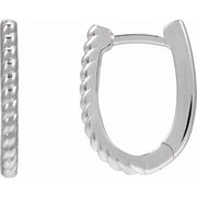 Sterling Silver Oval Rope 15 mm Hoop Earrings