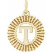 14K Yellow Initial T Pendant