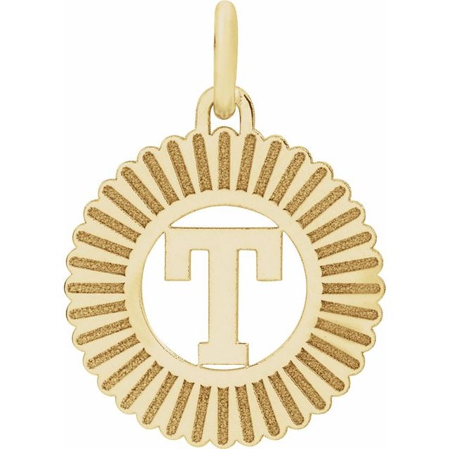 14K Yellow Initial T Pendant
