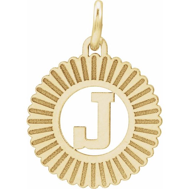 14K Yellow Initial J Pendant