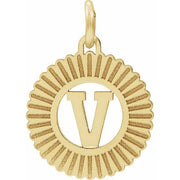14K Yellow Initial V Pendant