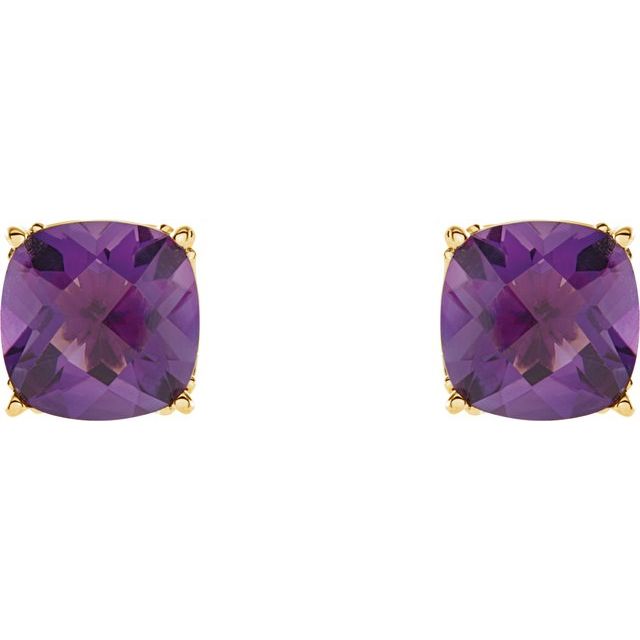 14K Yellow Natural Amethyst Earrings