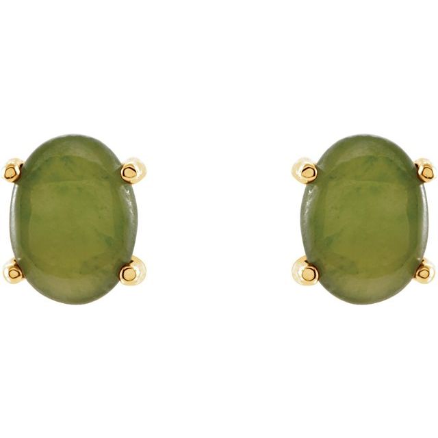 14K Yellow Natural Nephrite Jade Earrings