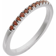 14K White Natural Mozambique Garnet Stackable Ring