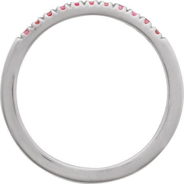14K White Natural Pink Tourmaline Stackable Ring
