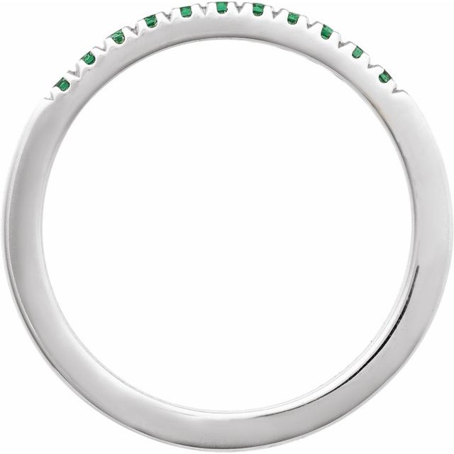 14K White Natural Emerald Stackable Ring
