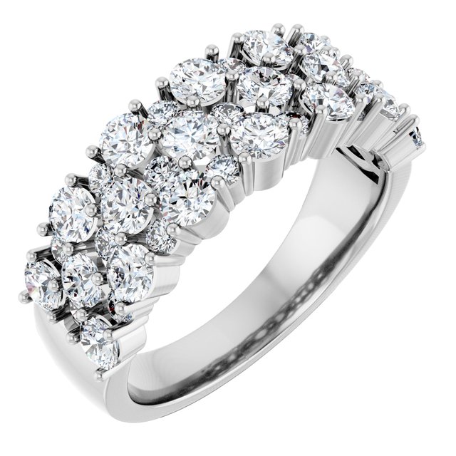 14k White 2 Ctw Natural Diamond Anniversary Band