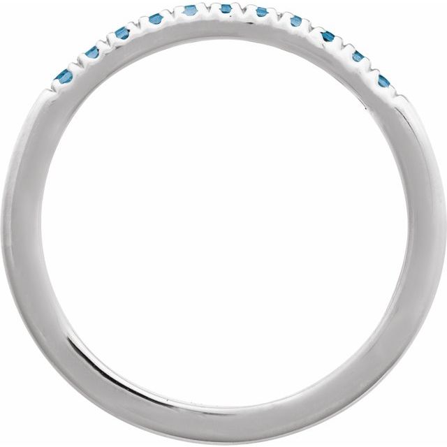 14K White Natural London Blue Topaz Stackable Ring