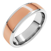 14k White/rose 6 Mm Comfort-fit Standard Weight European-style Band Size 12