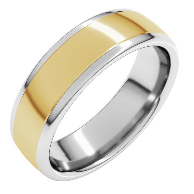 14K White/Yellow 6 mm Comfort-Fit Standard Weight European-Style Band Size 8.5