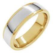 14K Yellow/White 6 mm Comfort-Fit Standard Weight European-Style Band Size 7.5
