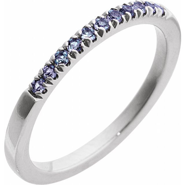 14K White Natural Alexandrite Stackable Ring