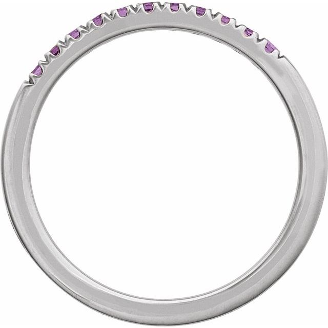 14K White Natural Amethyst Stackable Ring