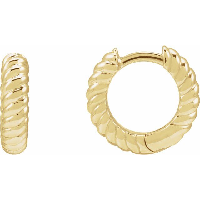14K Yellow Hinged Rope Hoop Earrings
