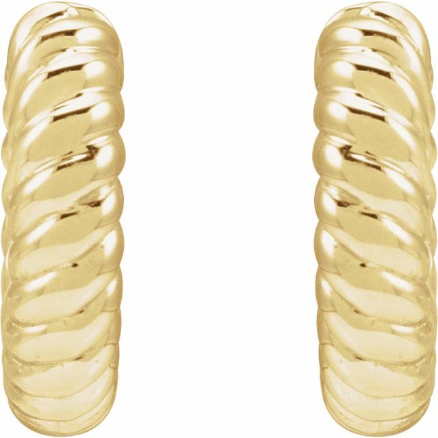 14K Yellow Hinged Rope Hoop Earrings