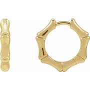 14K Yellow Hinged Bamboo 15.5 mm Hoop Earrings