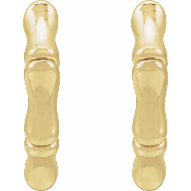 14K Yellow Hinged Bamboo 15.5 mm Hoop Earrings