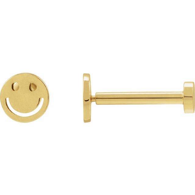 14K Yellow 4 mm Smiley Face Press Fit Earrings