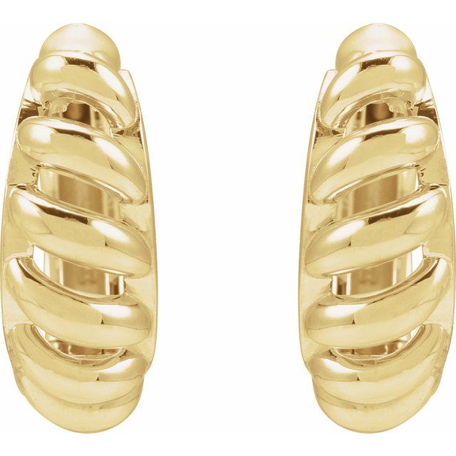 14K Yellow Rope Dome 12.9 mm Hoop Earrings